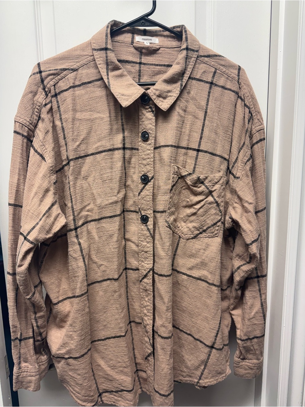Maurices Tan Plaid Button-Down Shirt Jacket